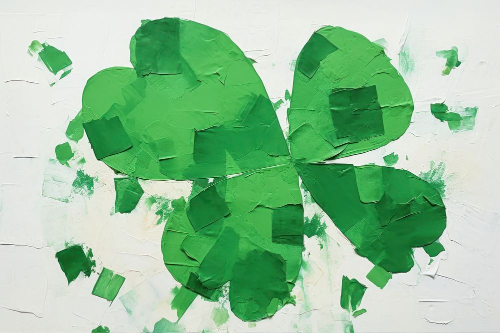 Abstract clover leaf ripped paper green art backgrounds.