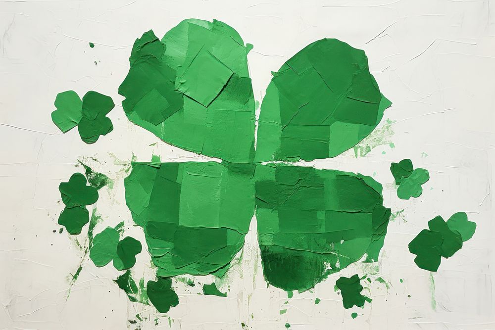 Abstract clover leaf ripped paper art creativity pattern.