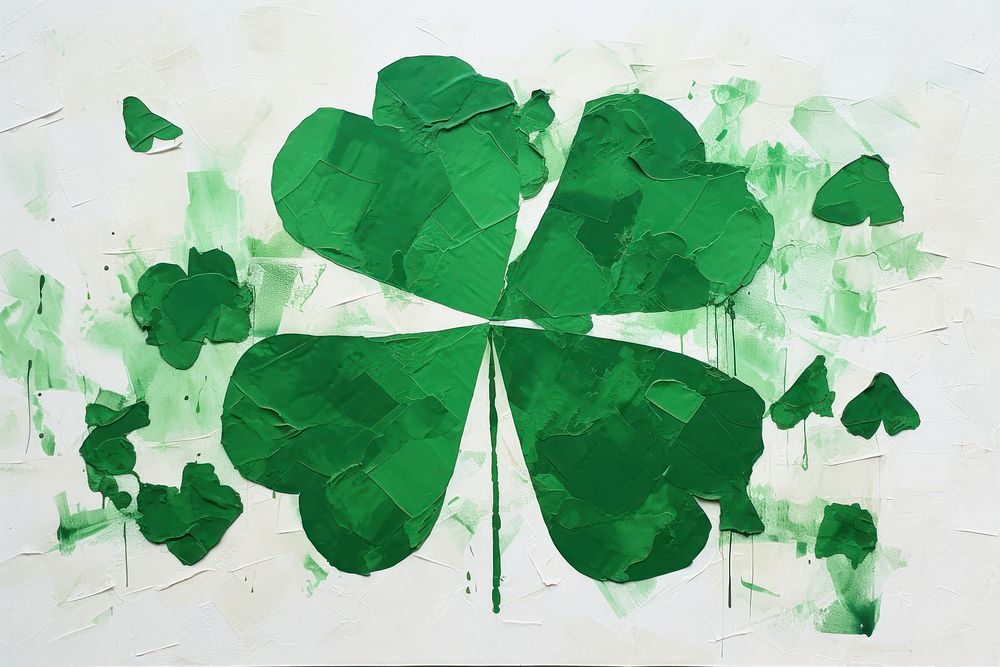 Abstract clover leaf ripped paper art backgrounds creativity.