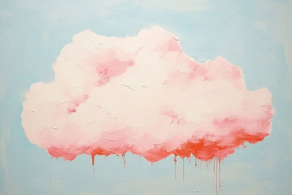 Abstract fluffy cloud ripped paper painting art tranquility.