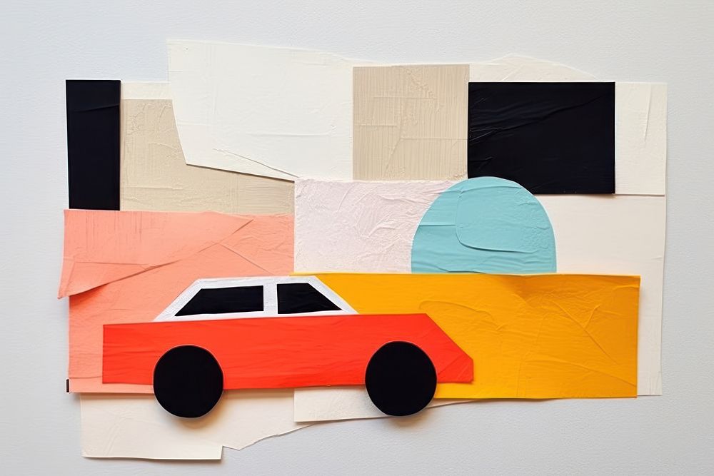 Minimal car art collage paper.