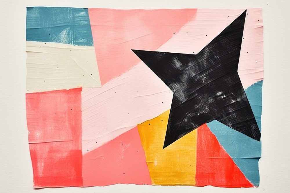 Abstract star ripped paper art painting creativity.