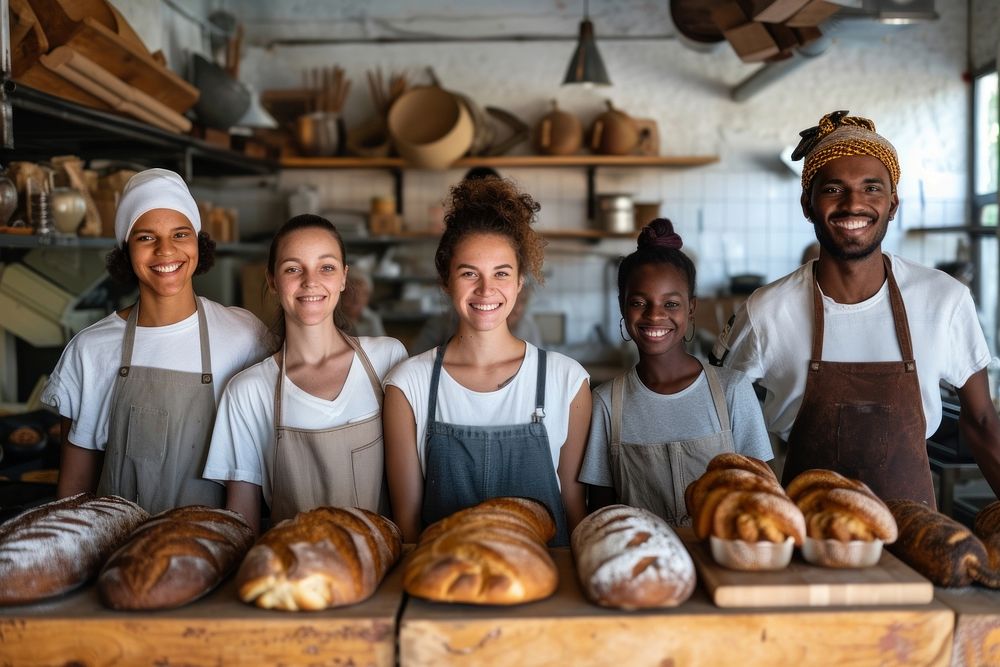 Group of baker community bakery bread adult.