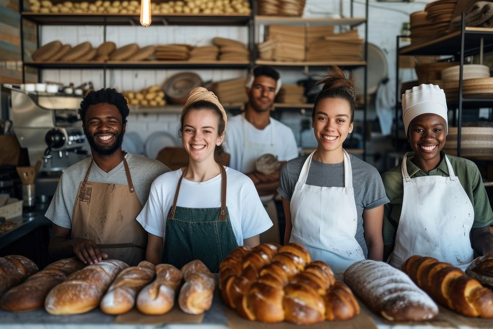 Group of baker community bakery bread adult.