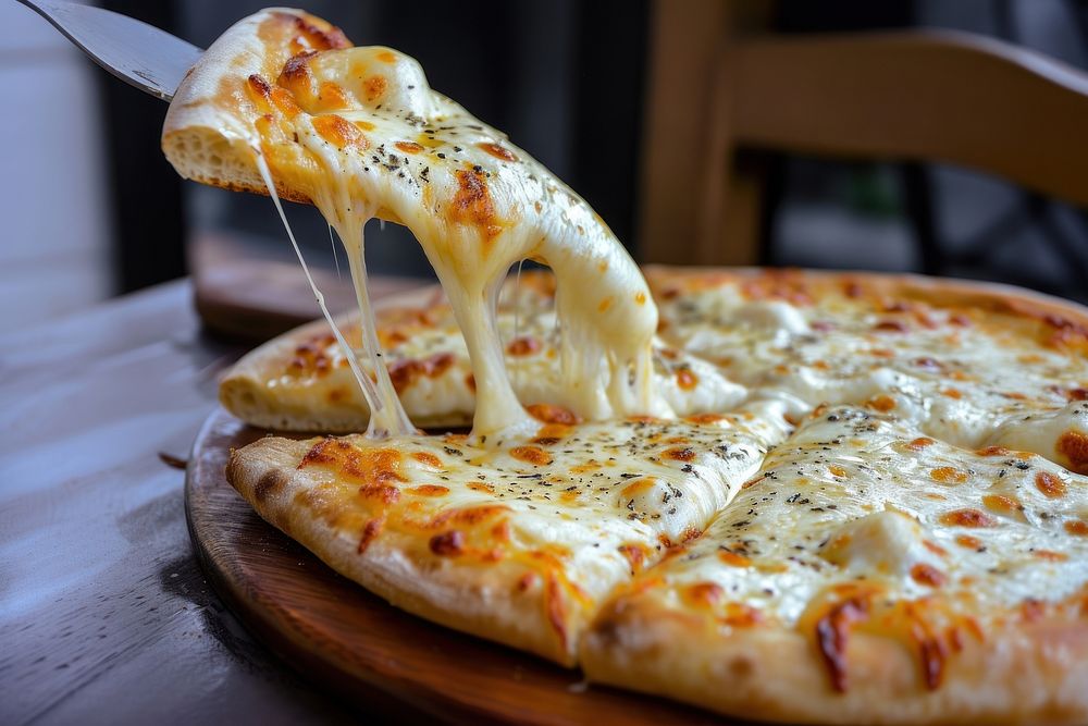 The cheese melt stretching pizza food flatbread.