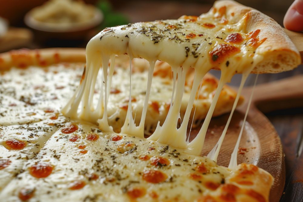 The cheese melt stretching pizza food vegetable.