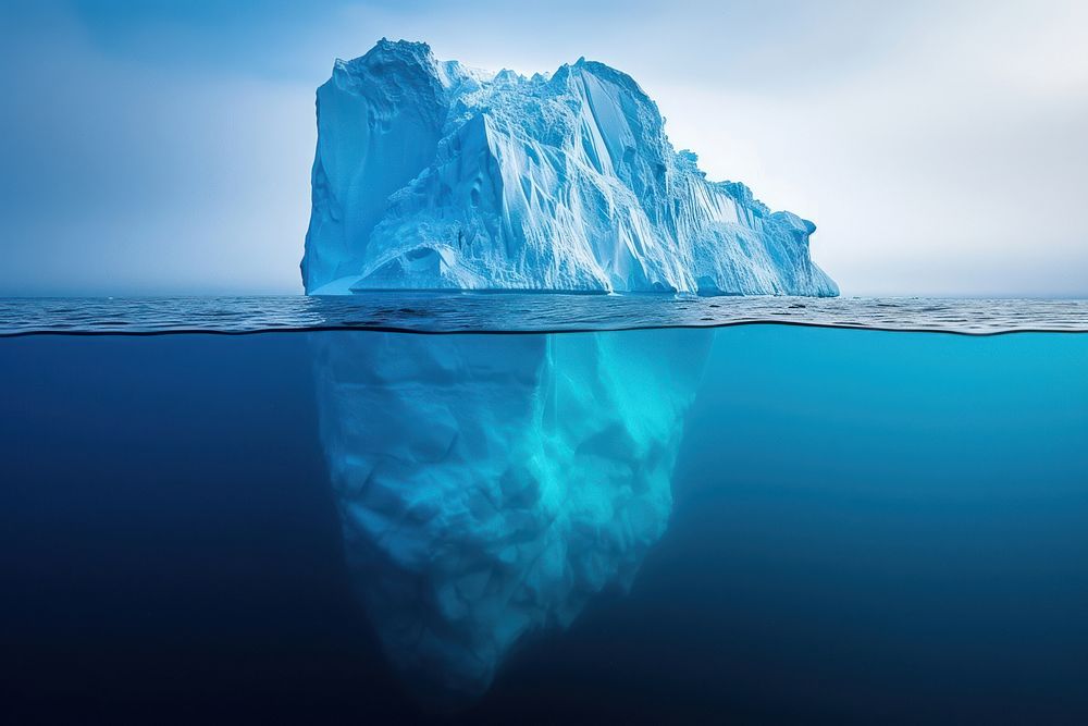 Iceberg with blue ocean outdoors nature tranquility.