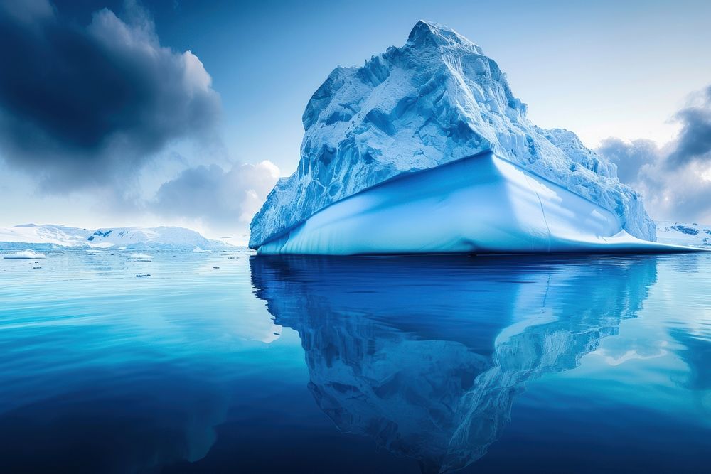 Iceberg with blue ocean landscape mountain outdoors.