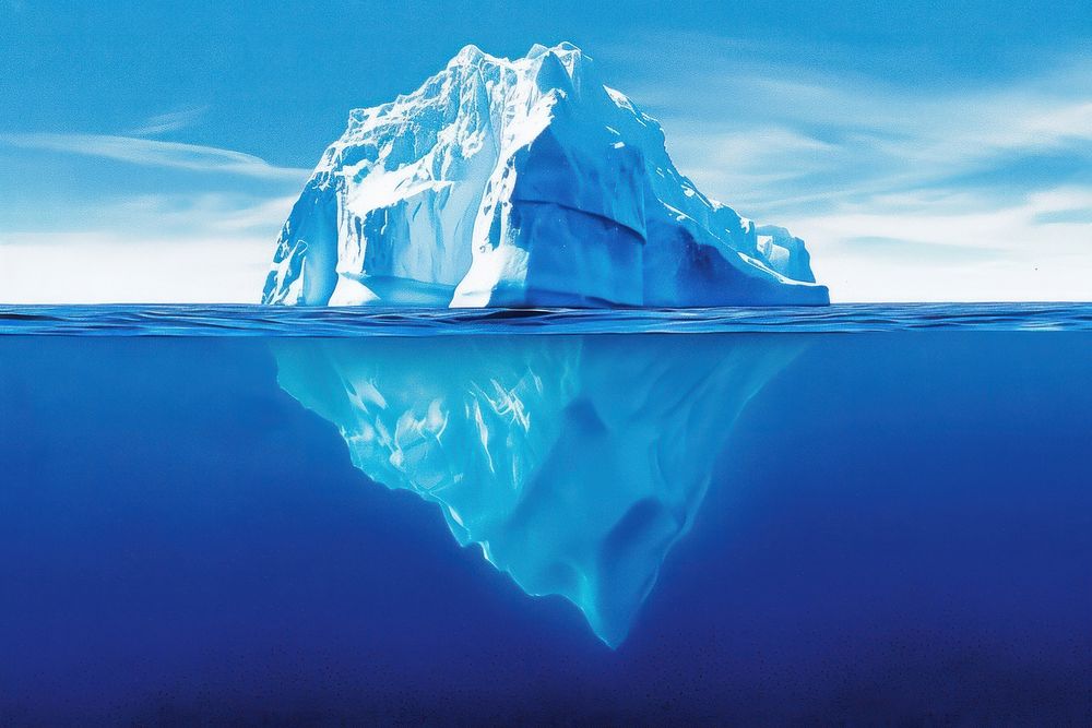 Iceberg with blue ocean outdoors nature tranquility.
