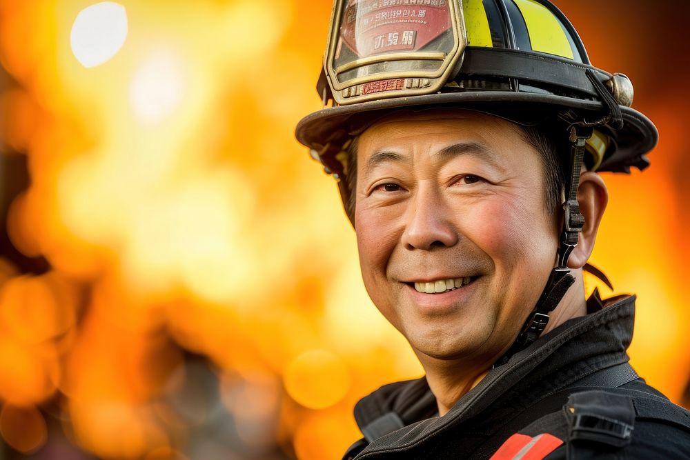 Chinese firefighter helmet protection happiness.