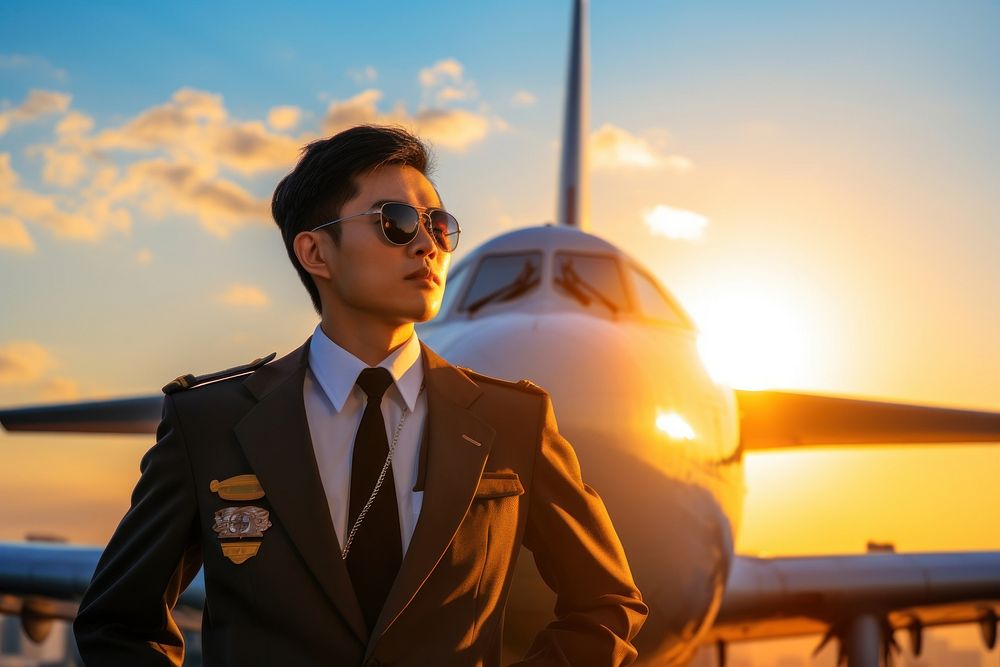 Chinese pilot adult sunglasses airplane.