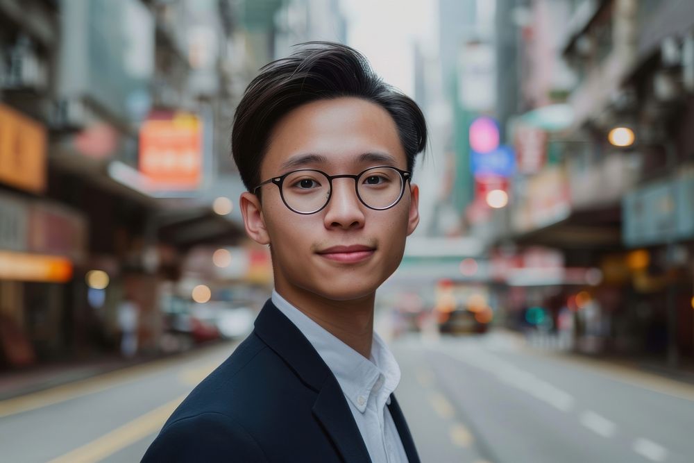 Hong Konger Lawyer portrait glasses adult.