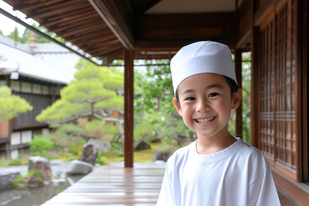 Japanese kid Waiter portrait smile photo.