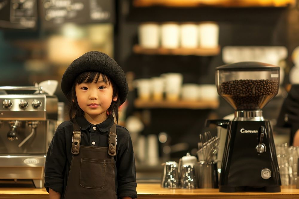Japanese kid Barista barista coffee child.