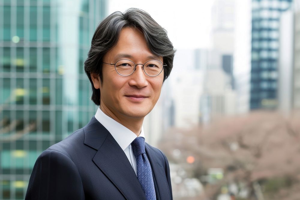 Japanese Lawyer portrait glasses adult.
