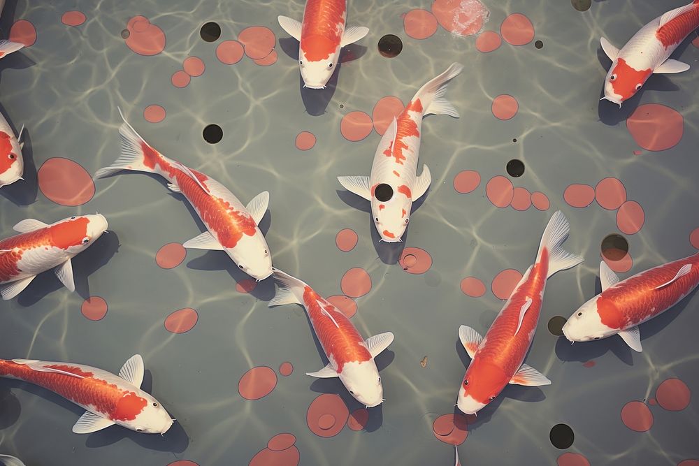 A koi fish water floor pattern backgrounds animal underwater.
