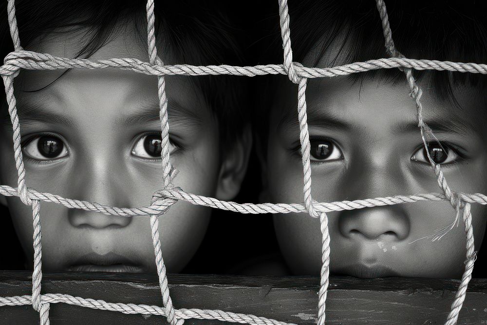 Underprivileged children in human rights portrait photo baby.