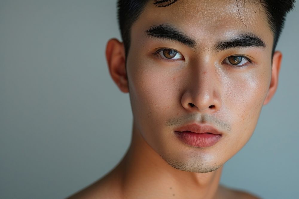 A young Malaysian man Healthy skin portrait photo face.