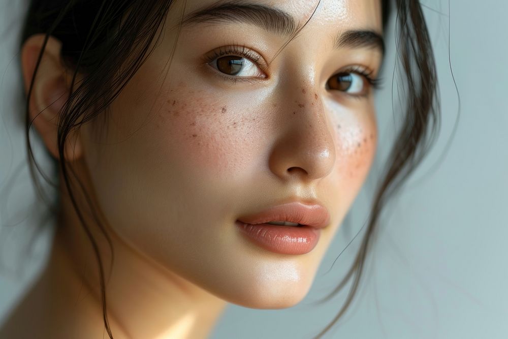 A young Filipino woman Healthy skin adult face contemplation.