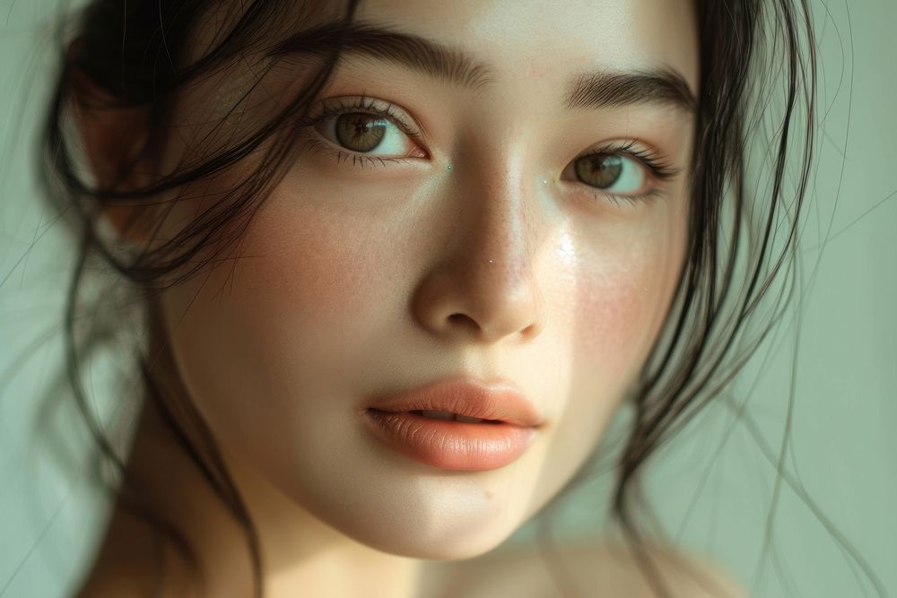A young Filipino woman Healthy skin face contemplation perfection.