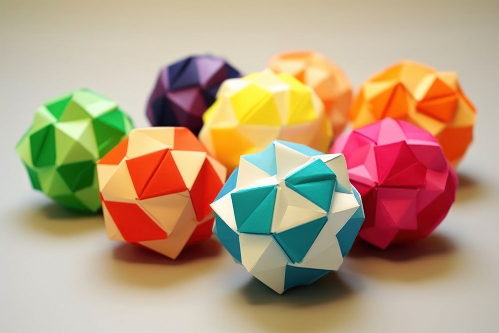 Origami balls colorful simple.