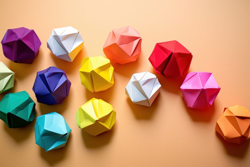 Origami colorful simple balls.