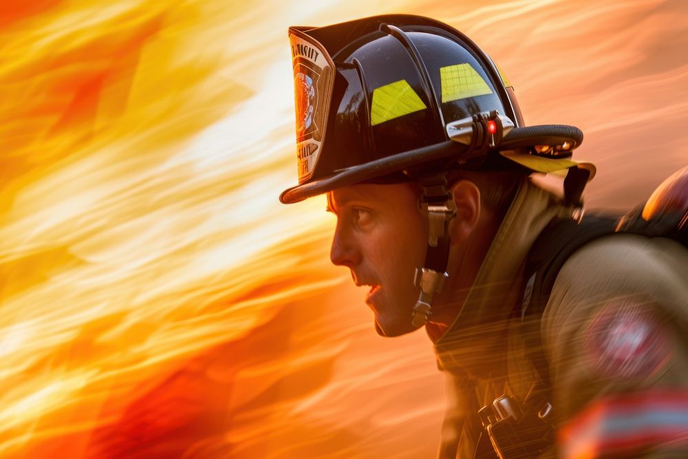 Firefighter onsite helmet adult extinguishing.