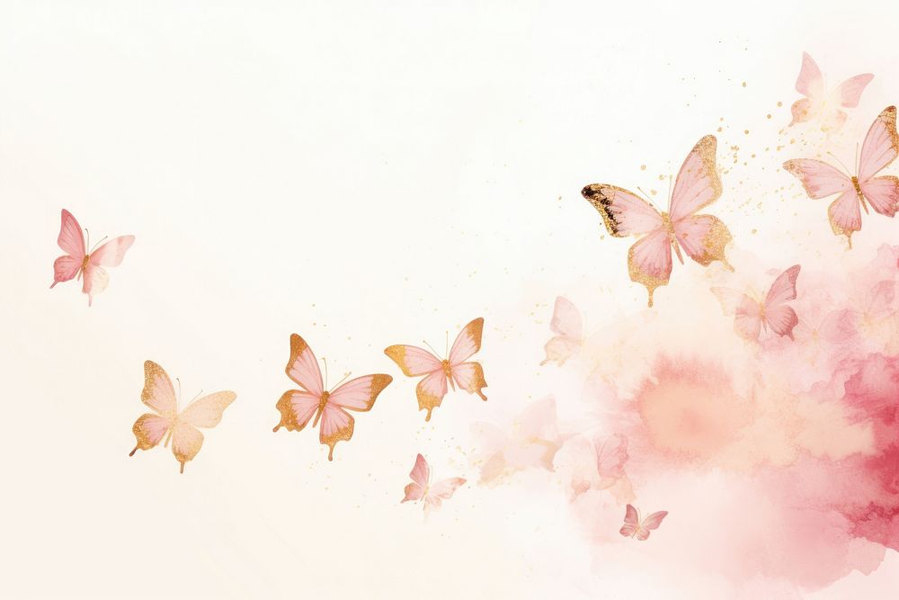 Pink butterflies watercolor background backgrounds painting pattern.
