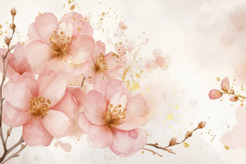 Pink flowers watercolor background backgrounds blossom petal.