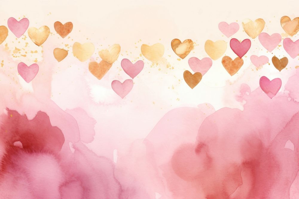 Pink heart border watercolor background backgrounds petal creativity.