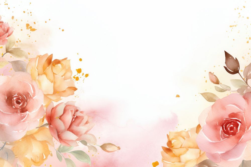 Roses border watercolor background backgrounds painting pattern.