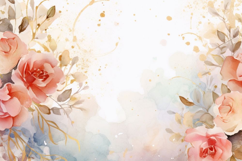 Roses border watercolor background backgrounds painting pattern.