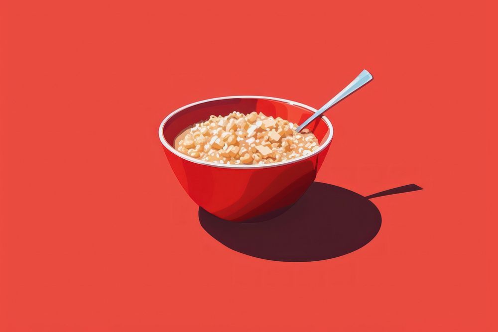 Porridge cut pixel food spoon bowl.