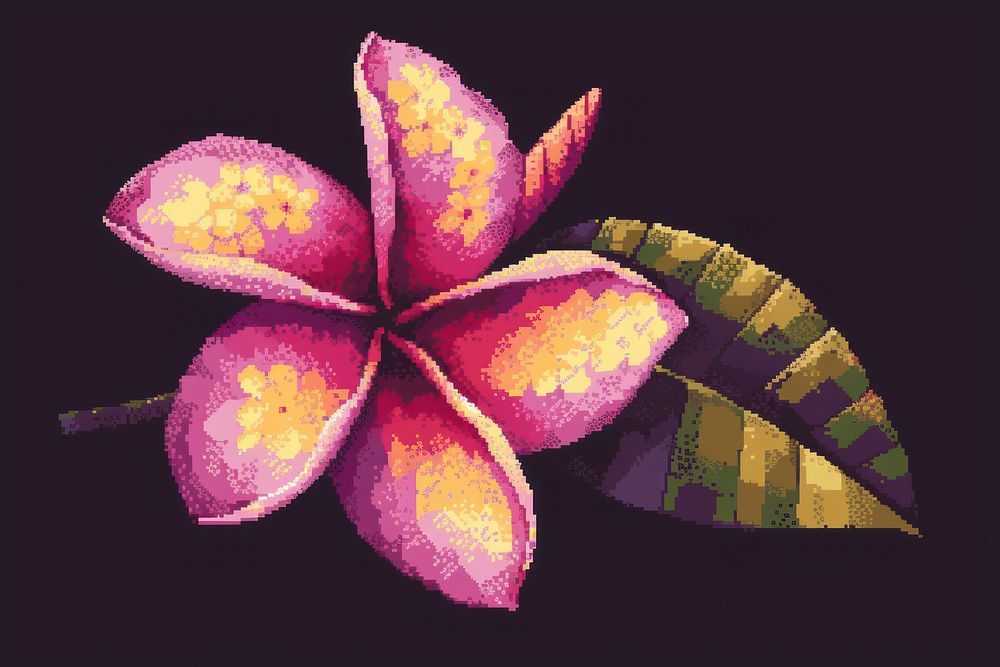 Plumeria cut pixel flower art graphics.