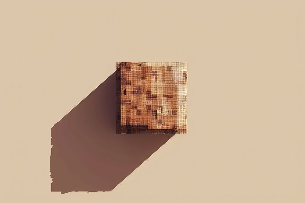 Plywood cut pixel art architecture cardboard.