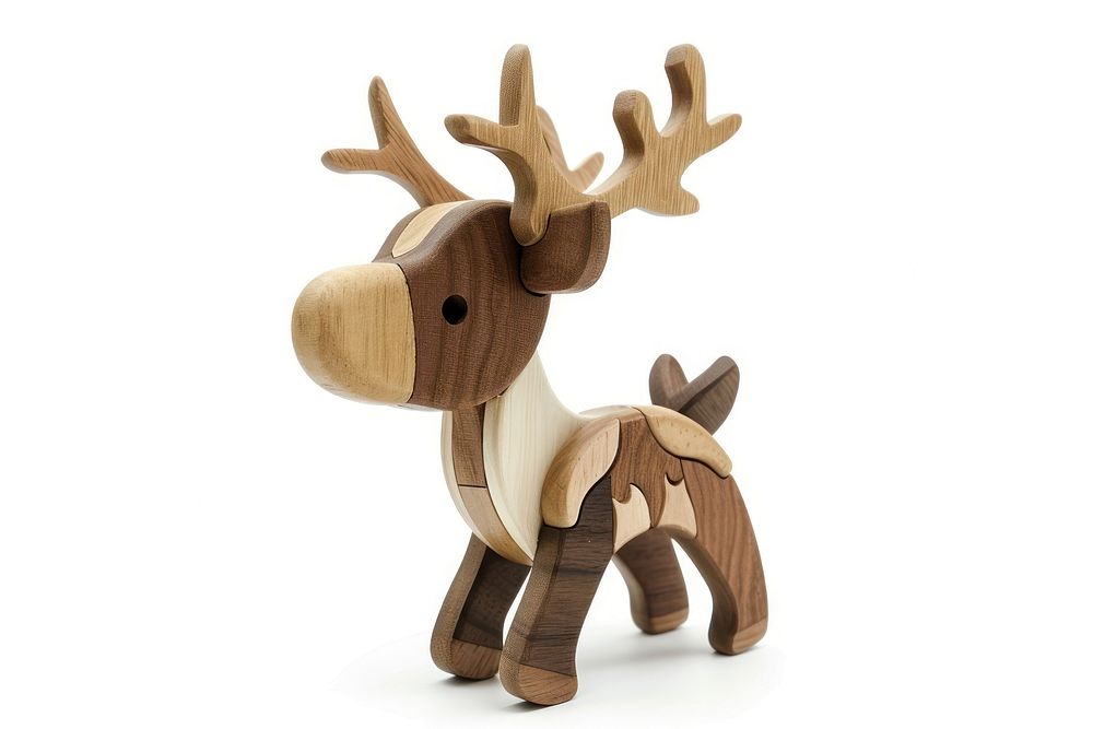 Reindeer figurine antler wood.