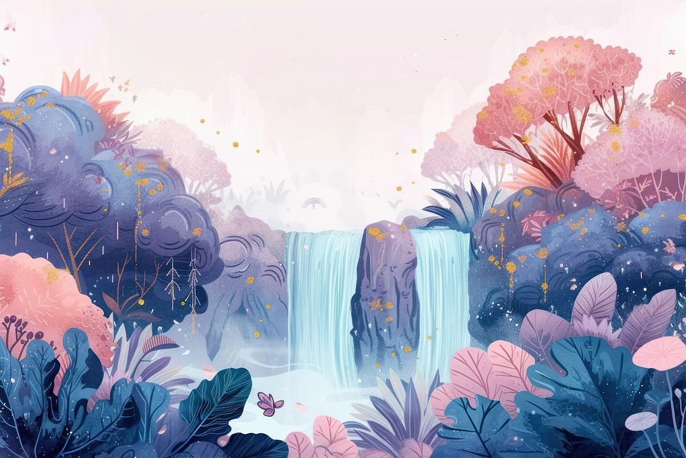 Backgrounds waterfall outdoors painting.