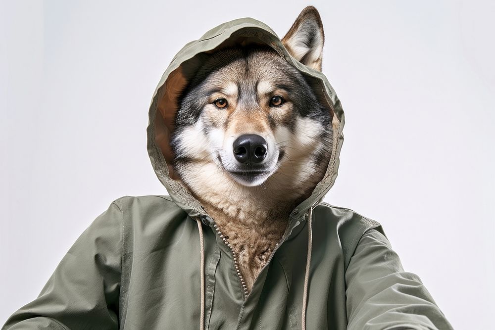 Selfie wolf mammal animal hood.