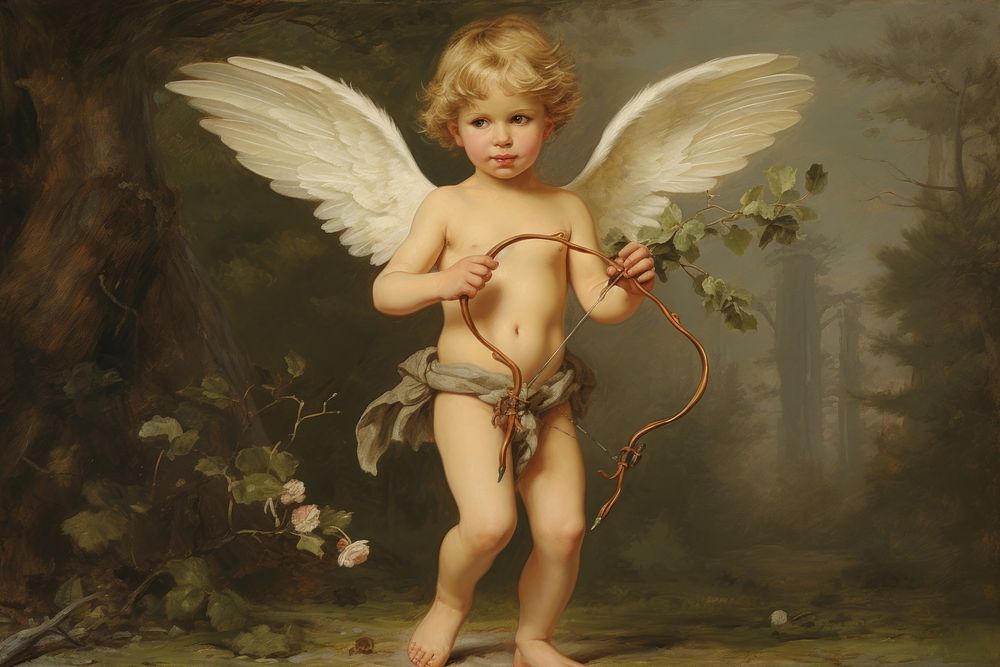 Cupid painting angel baby.