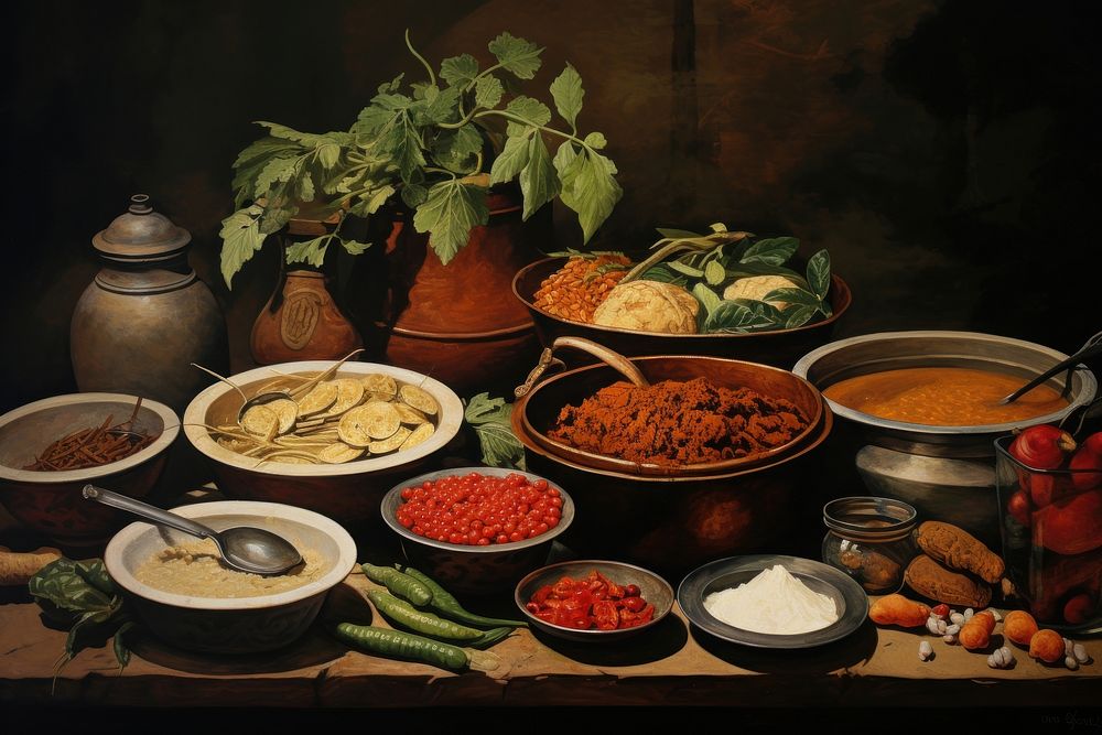 Indian food painting meal ingredient.