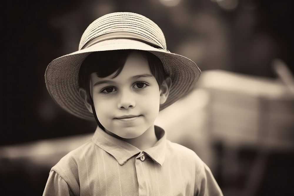 Child monochrome portrait photo.