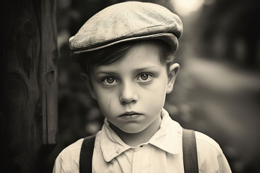 Child monochrome portrait photo.