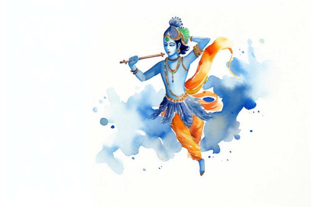 Krishna dancing art representation.