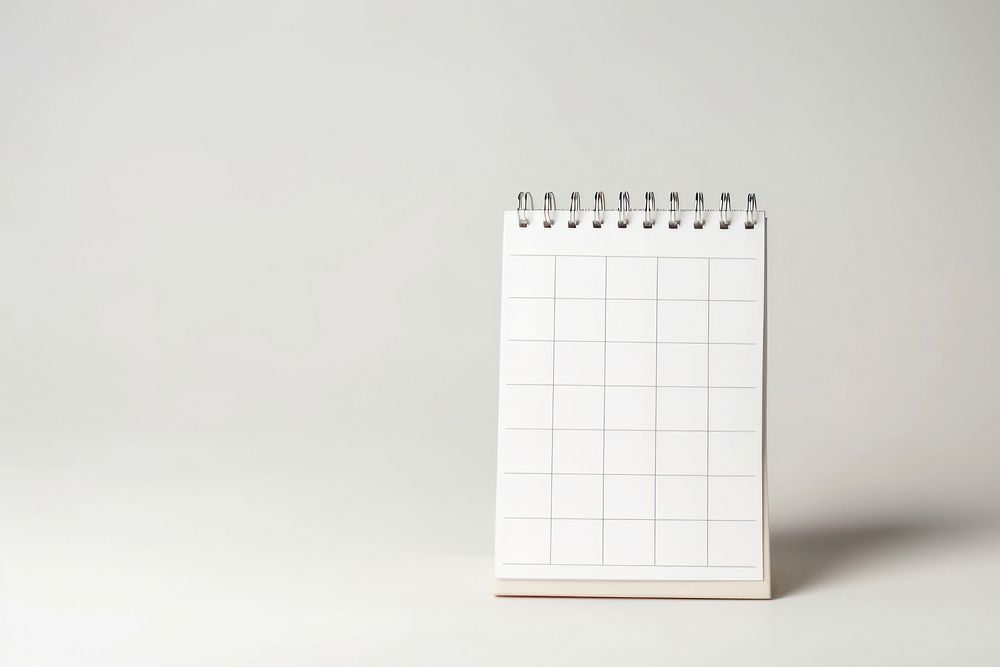 Calendar  page white background document.