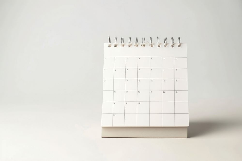 Calendar  white background paper page.