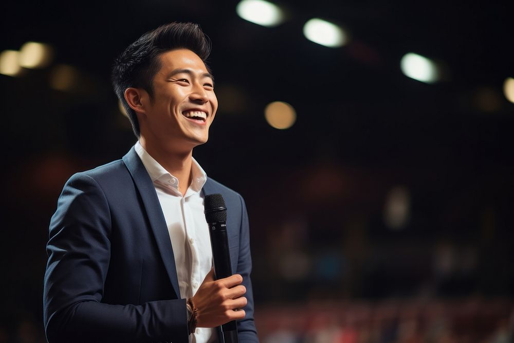 Asian man speaker professional stage | Free Photo - rawpixel