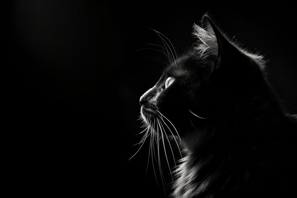 Black and white aesthetic cat photo mammal animal black.