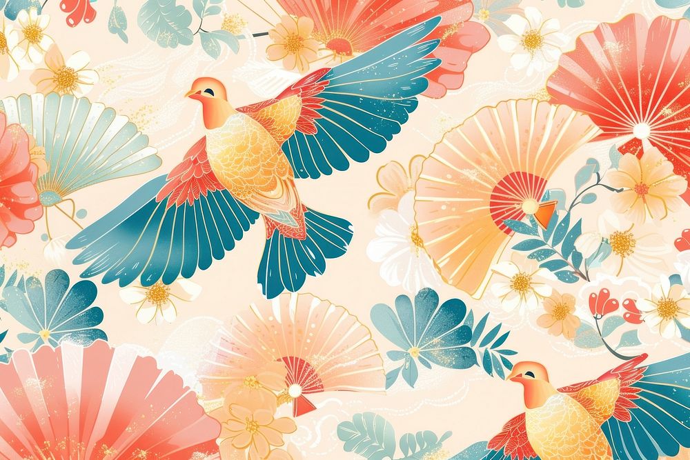 Chinese pattern art backgrounds bird.