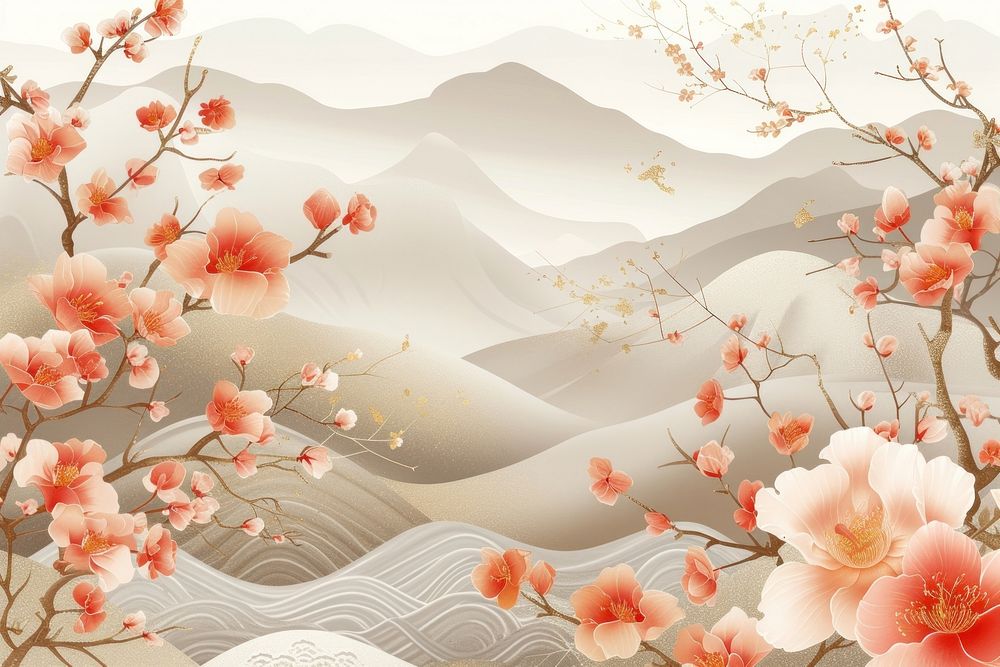 Chinese pattern backgrounds outdoors blossom.