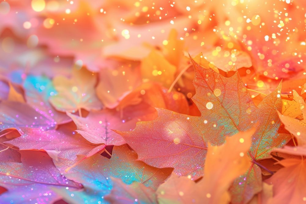 Holographic autumn leaf texture background backgrounds plant tree.